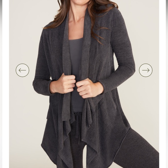 Barefoot Dreams Cozy Chic Lite Hi/Lo Cardigan Dark Gray/Carbon S/M - Picture 4 of 11